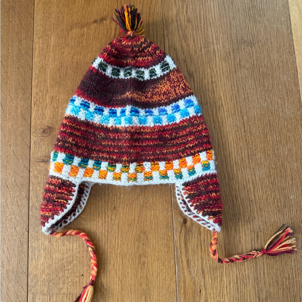Peruvian Connection Multicolor Knit Kids Hat with Ear Flaps